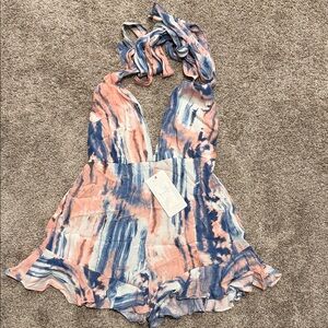 Saints + Secrets Tie-Dye Halter Romper | Built-In Shorts